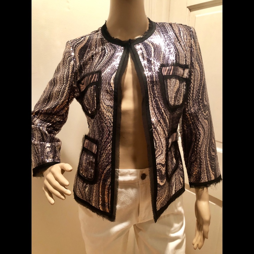 Nwot Cache Sequin Multicolor Jacket Blazer Sz S - image 1